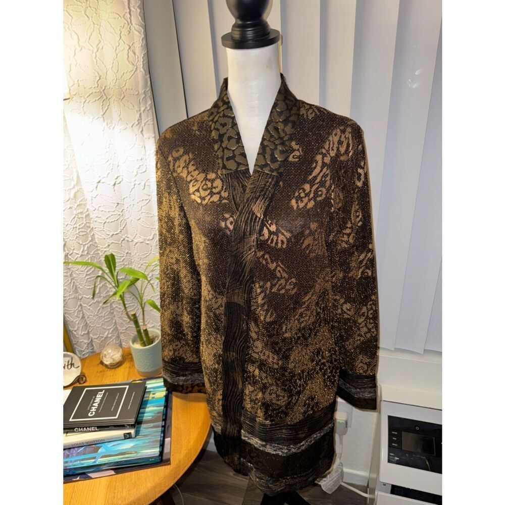 Gorgeous CHICOS black and gold layering jacket perfect for any occasion